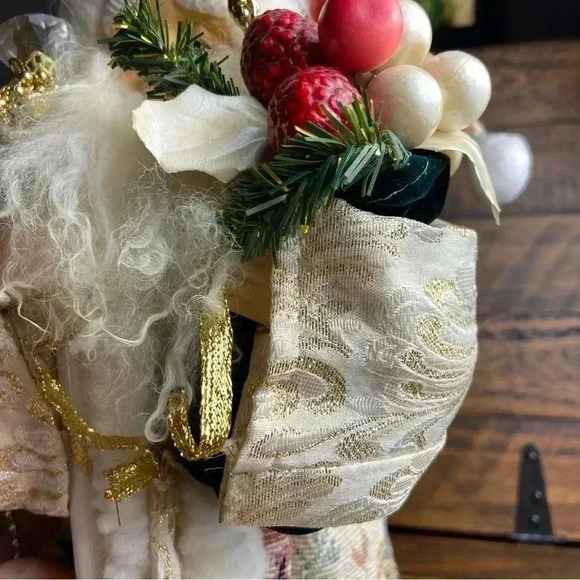 Elegant Old World Santa/Father Christmas Tree Topper White Fur 15” - Picture 11 of 13